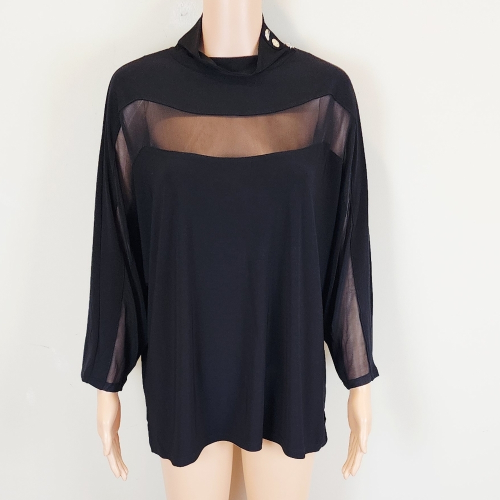 Anne Klein Black Long Sleeve Blouse